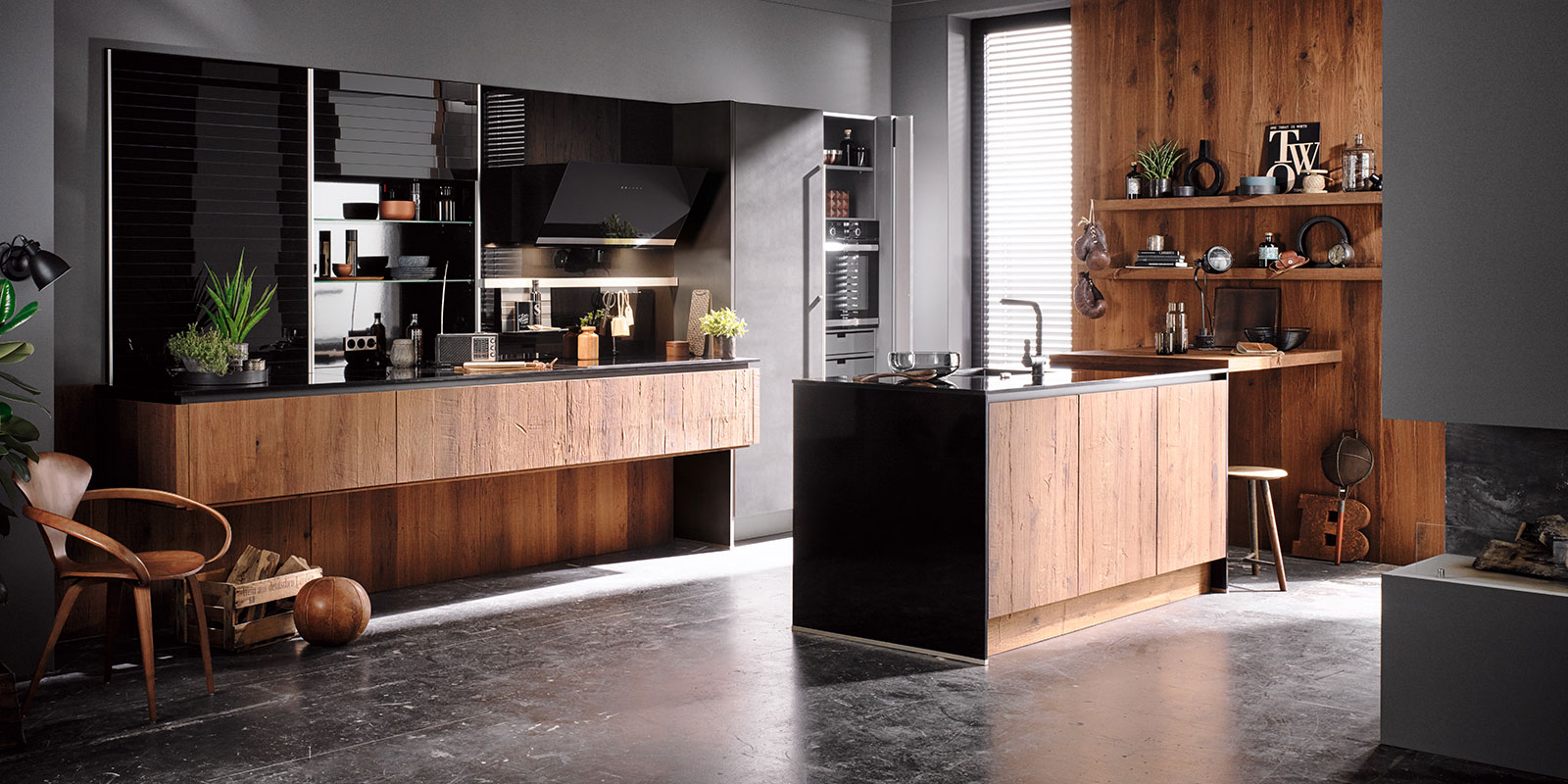 Cocinas en madera noble roble ahumado